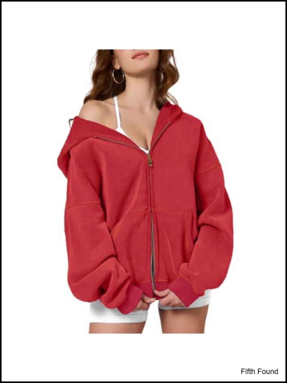 Women's Oversized Acid Wash Zip-Up Hoodie Heavyweight Fleece Winter